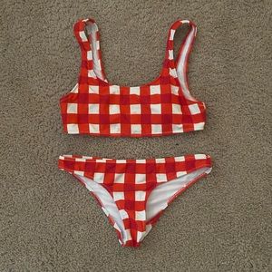 Cabana Del Sol Red Checkered Bikini